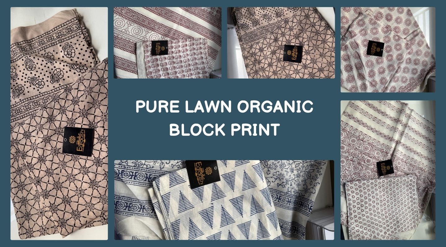 Pure lawn organic block print