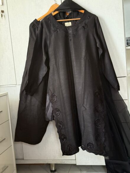 Luxury Pret Embroidered Raw Silk Stitched Shirt Trouser