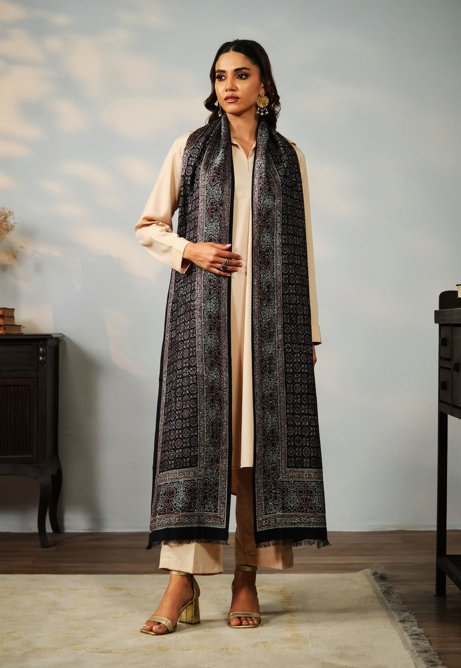 Pure korean charmeuse silk shawl AJDUP031