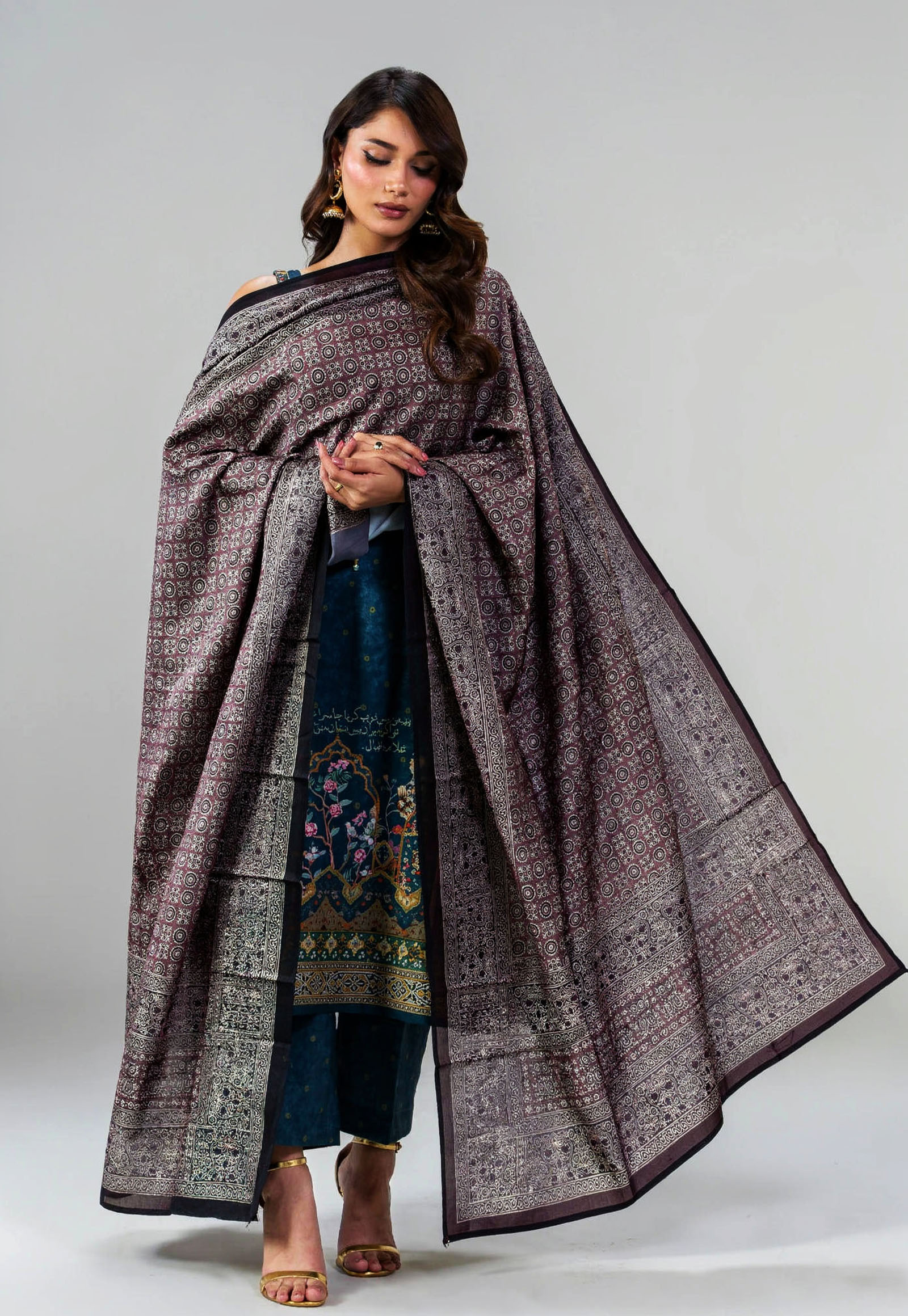 Pure korean charmeuse silk shawl AJDUP039