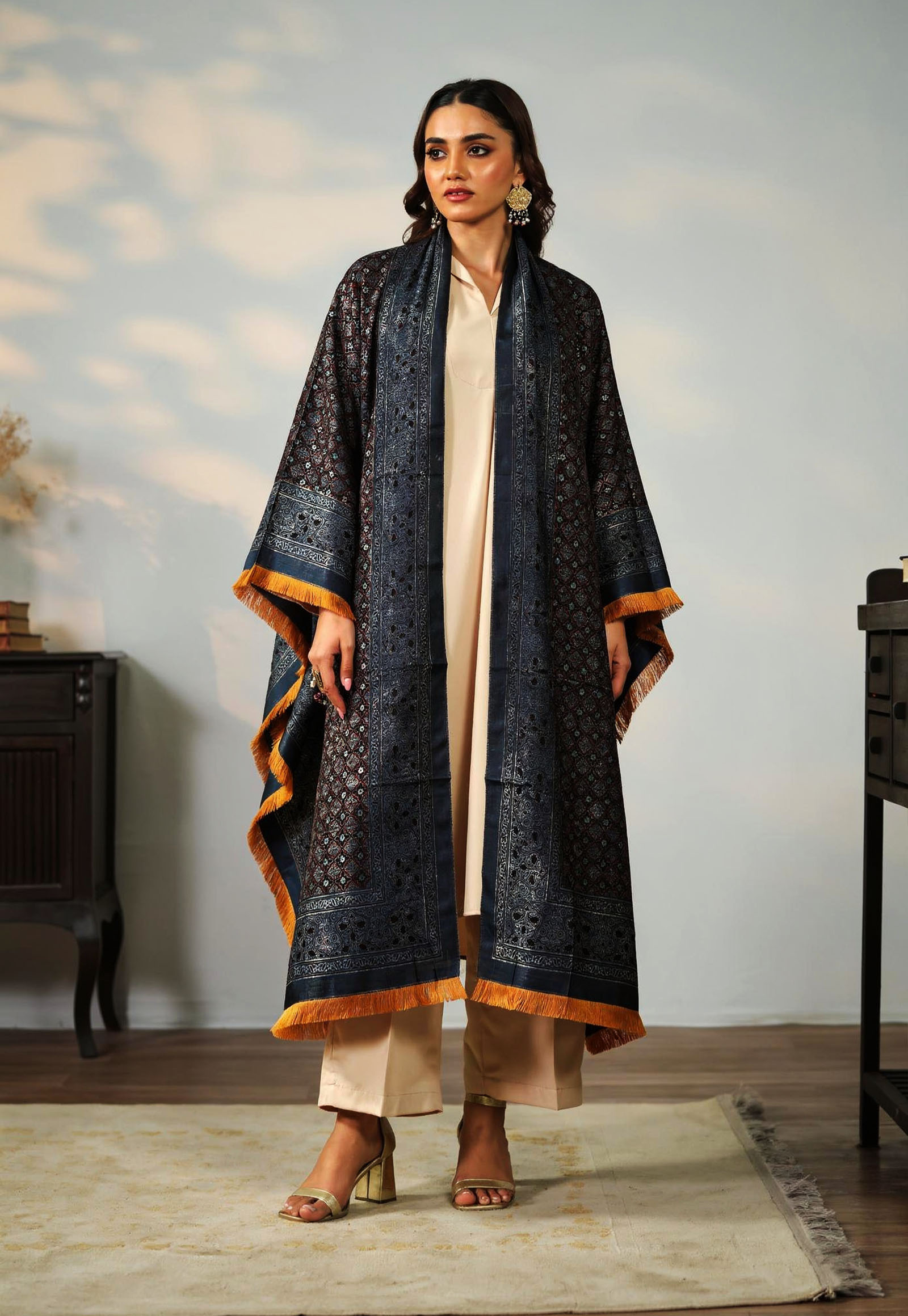 Pure korean charmeuse silk shawl AJDUP036