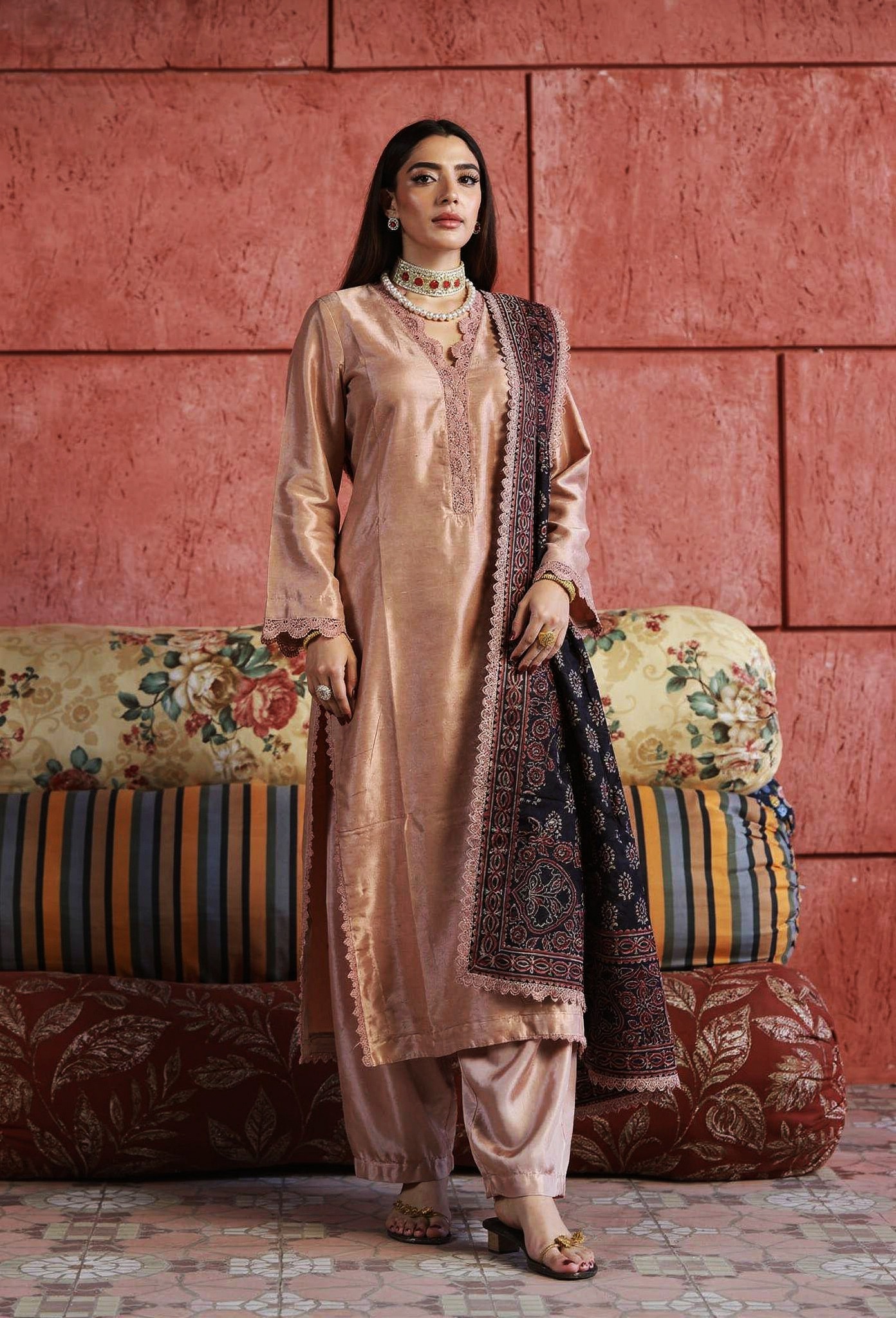 Soft Metallic Peach 3 Piece Suit – SC-127 Summer Couture 2026