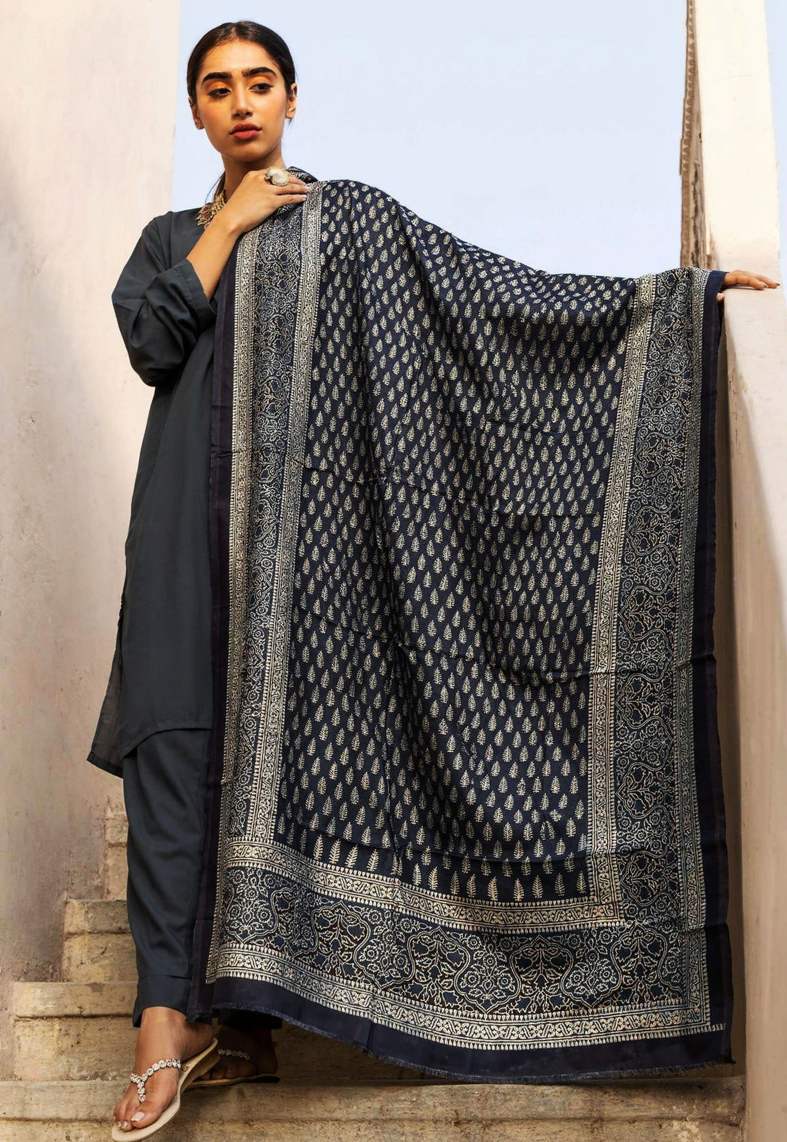 Pure korean charmeuse silk shawl AJDUP04
