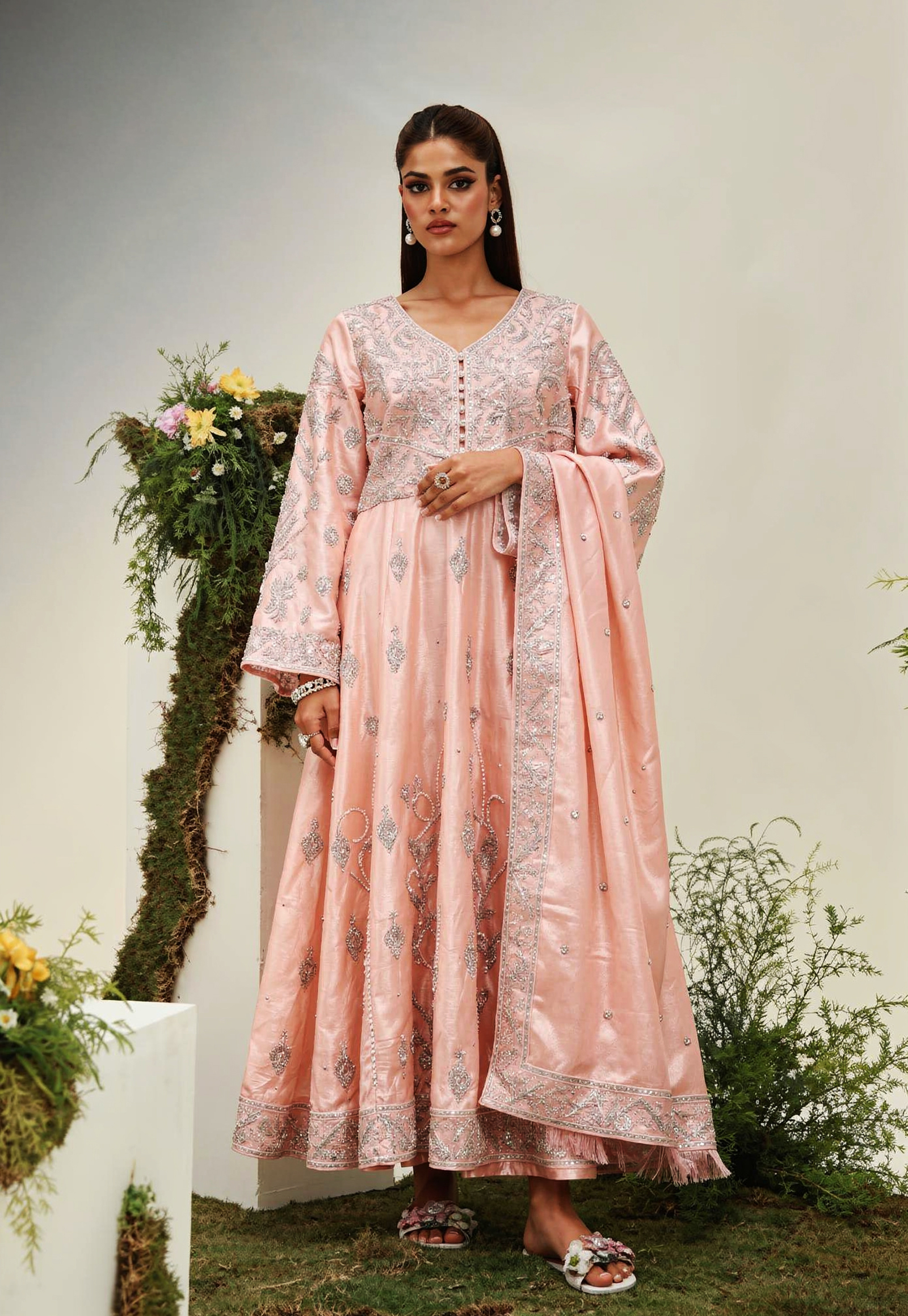 Pink Embroidered Long Frock Set | SC-161 Summer Couture 2026