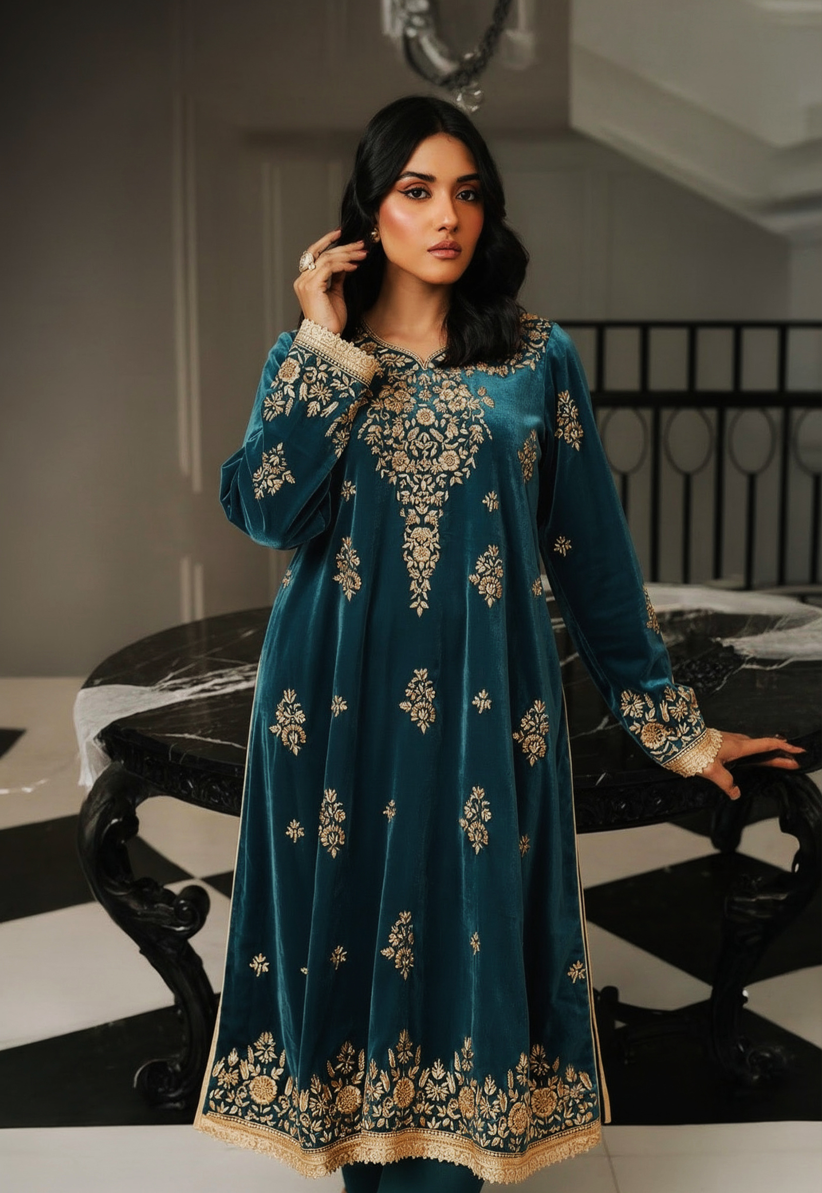 3 Piece Suit with Heavy Gold Embroidery | SC-148 Summer Couture 2026