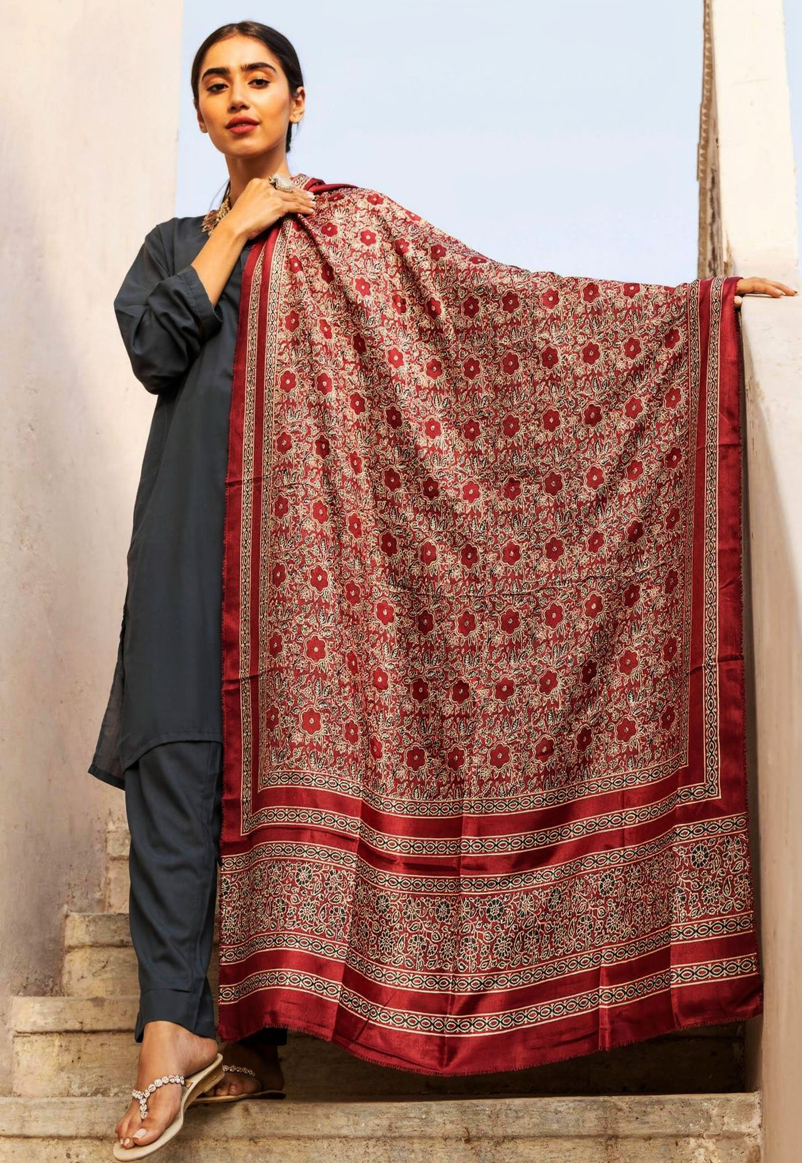 Pure korean charmeuse silk shawl AJDUP07