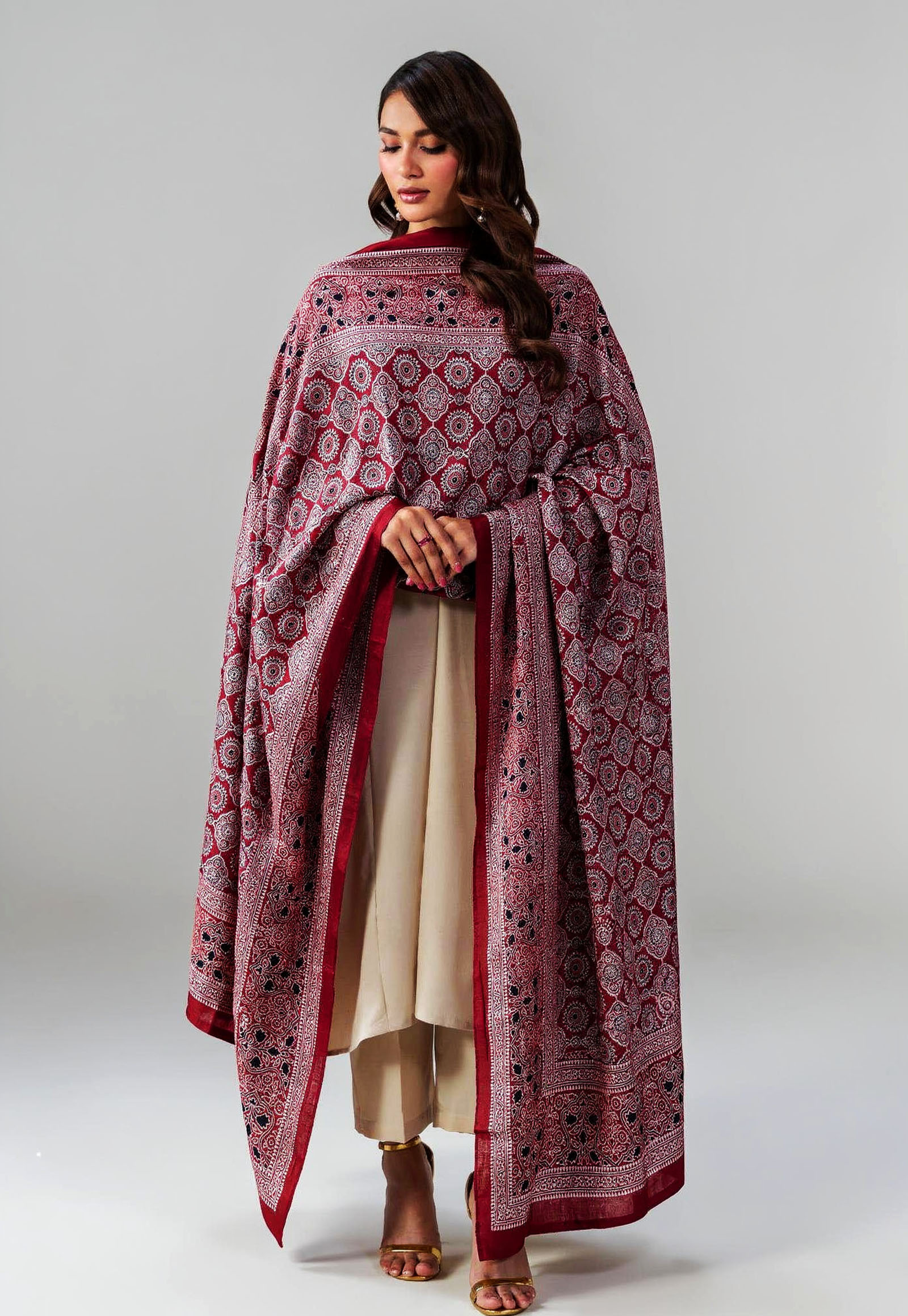 Pure korean charmeuse silk shawl AJDUP054