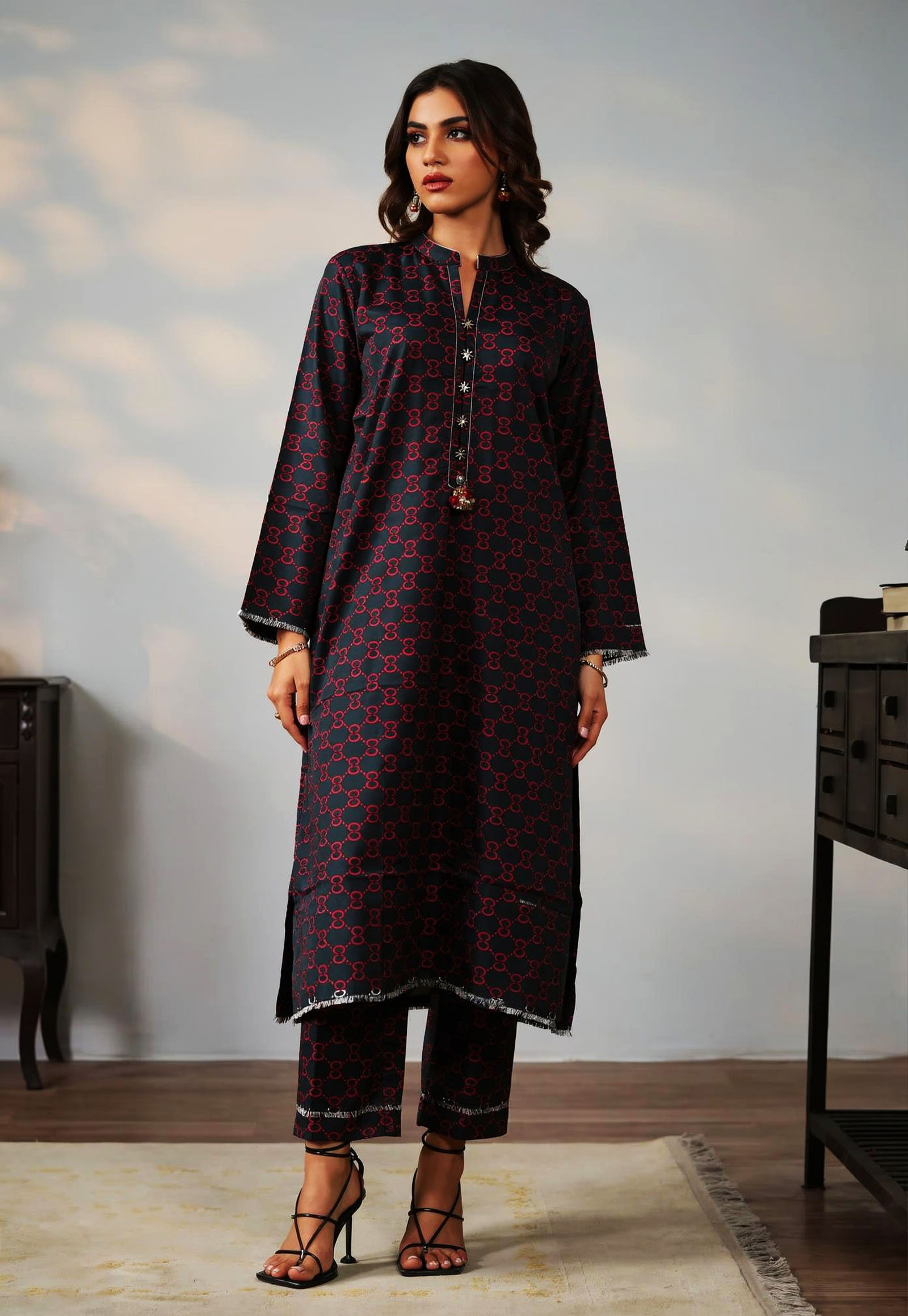 Imported Printed Double Jorgette Suit | Soft & Elegant Fabric
