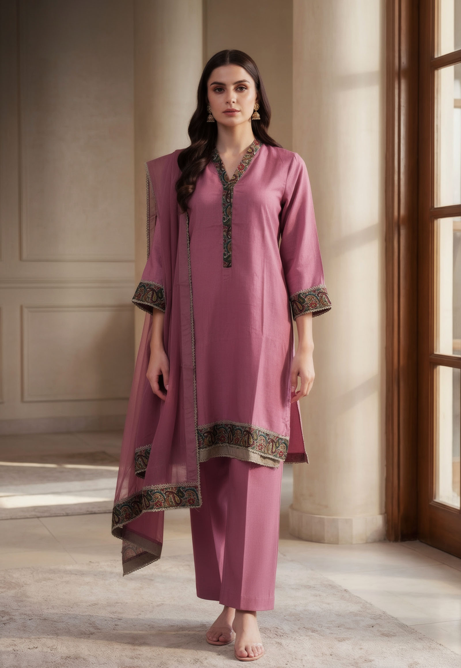 Hand Embroidered Royal 3 Piece Suit with Sheer Dupatta | SC-177 Summer Couture 2026