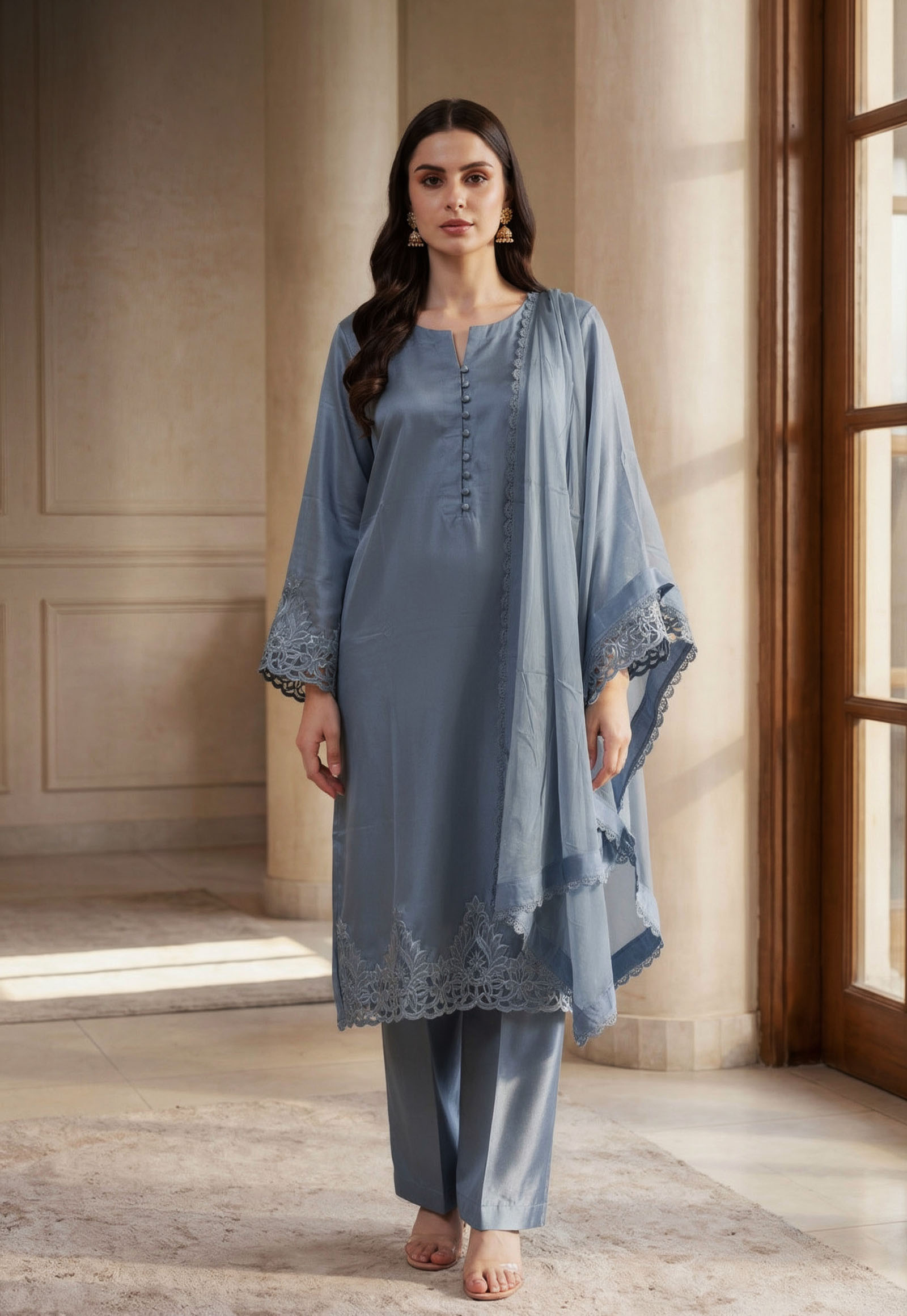 Solid Cutwork Patchwork 3 Piece Suit SOLID-222