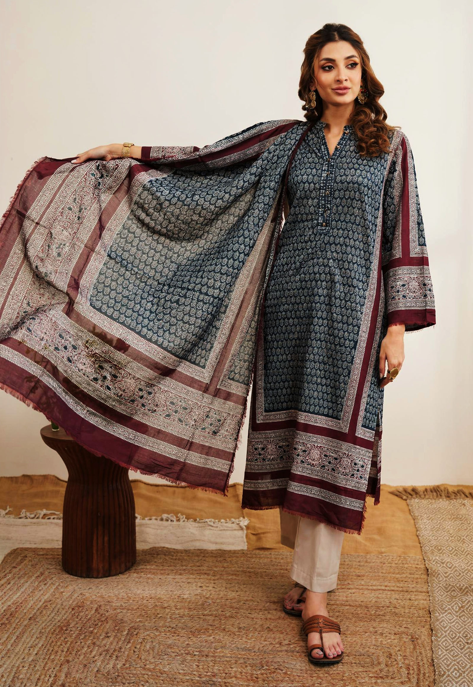 Pure korean charmeuse silk shawl AJDUP042