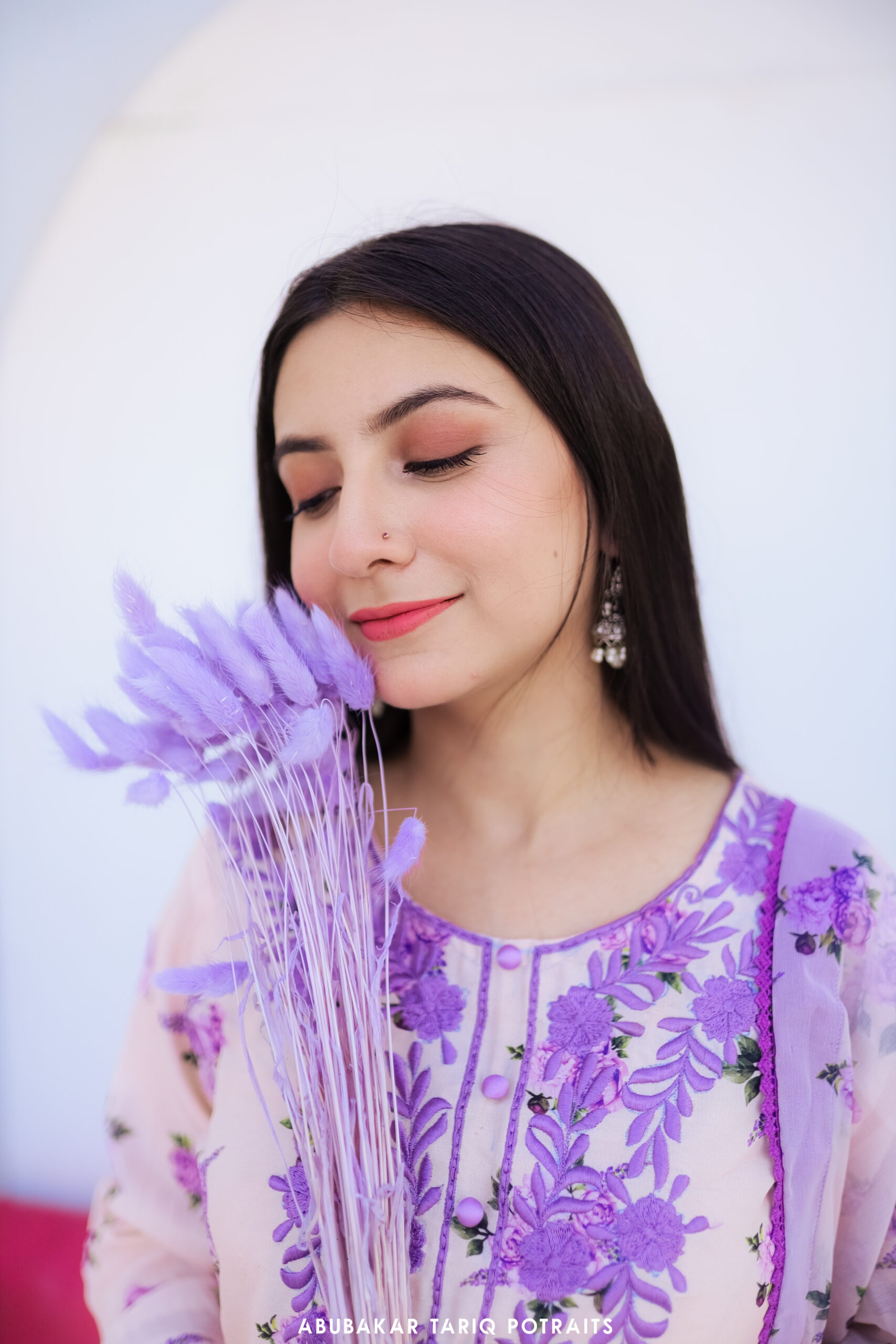 Lavender Petals Korean Swiss Lawn Outfit | Embroidered Gharara Set