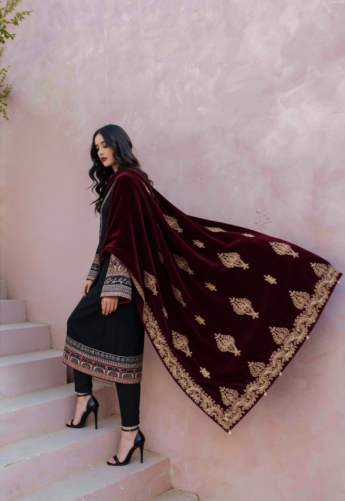 Velvet Shawl Design 1