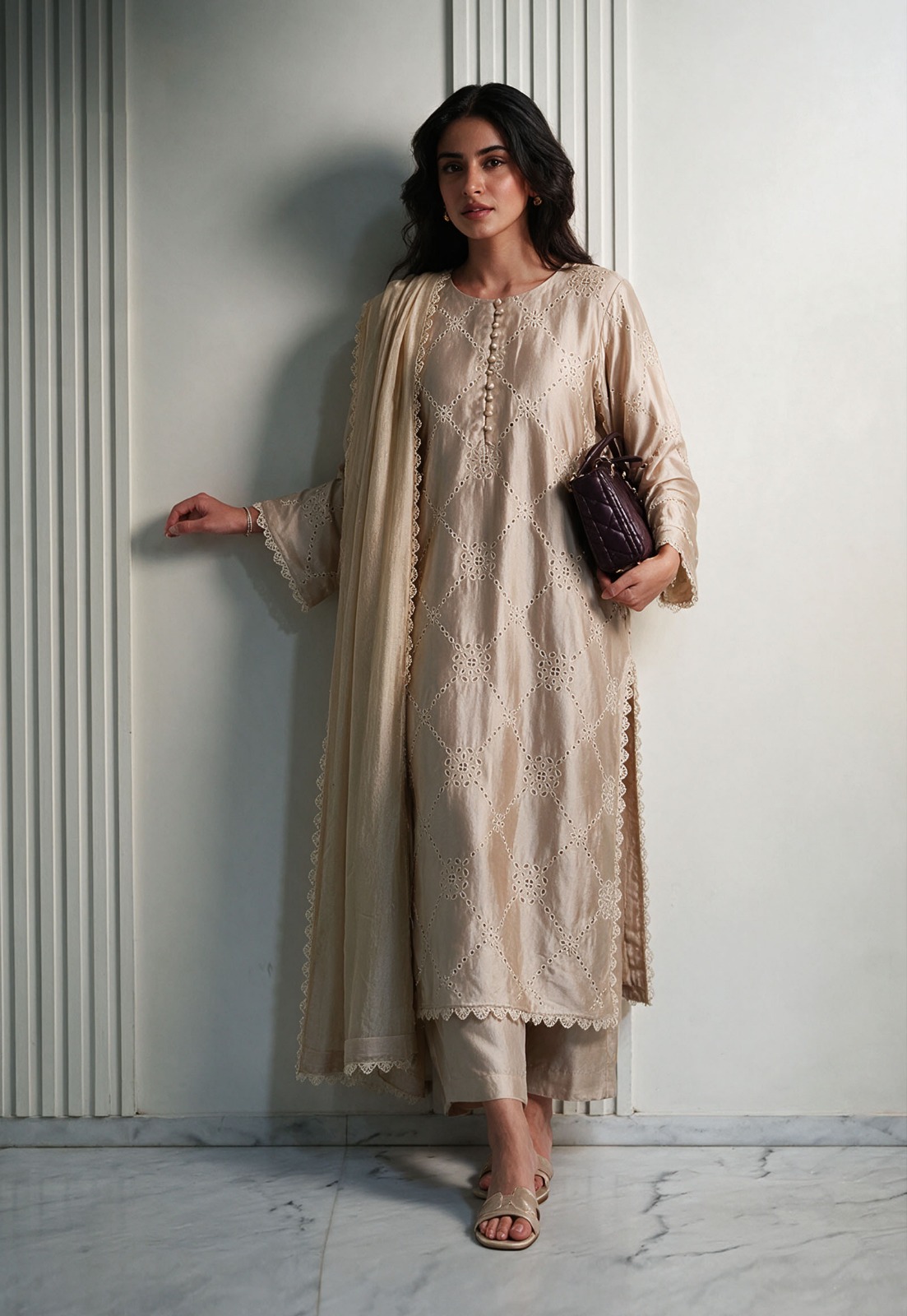 EQRAASH Premium Pure Sheesha Silk Stitched Suit for Women | Luxury Formal Wear